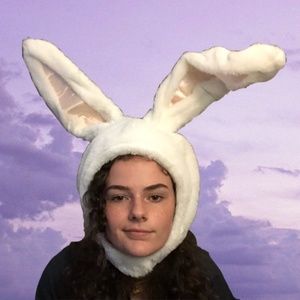 White Bunny Hat with Wire Rabbit Ears